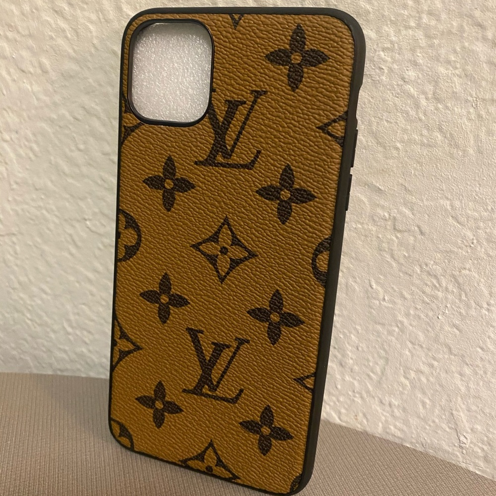 iPhone 11 Pro Max with giant monogram look phone case